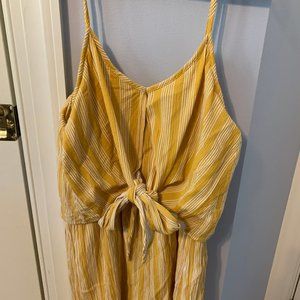 Express Yellow Tie Front Romper
